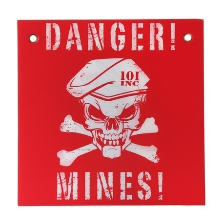 Plaat "Danger! Mines!" - 30x30 cm. - rood/ wit
