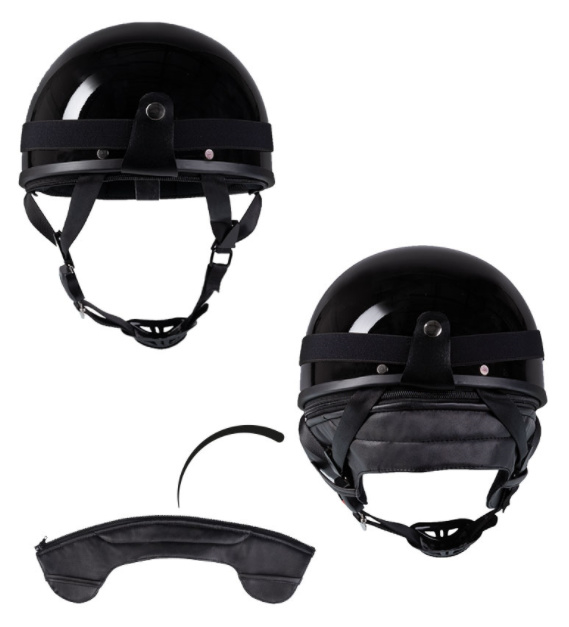 Vintage brommer helm Pothelm - glanzend zwart - maat 55/56 cm | Helmen Military Collectibles 4U