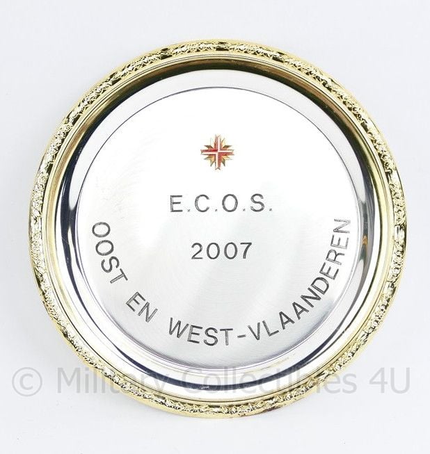 Belgisch leger ABL metalen wandbord Ecos 2007 Oost en West Vlaanderen - diameter 17 cm - origineel