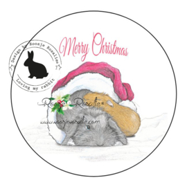 Sticker Kerst Konijn en Cavia ( 4 stuks)