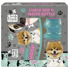 Cleo & Frank lunchset Woof blauw/roze 2-delig