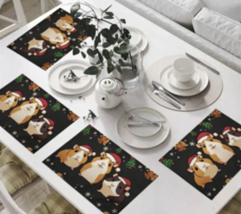 Kerst Placemat 4 x kerst cavia