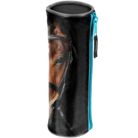 Animal Pictures Rond etui My beautiful horse zwart - 21 x 7 cm - polyester
