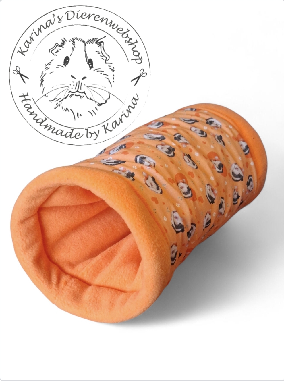 Tunnel Xtra Deluxe Cavia Hartjes & Bloemetjes Oranje van RoosjeRosalie ®