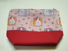 Handgemaakte etui / make up / toilet tas CAVIA " Roze "