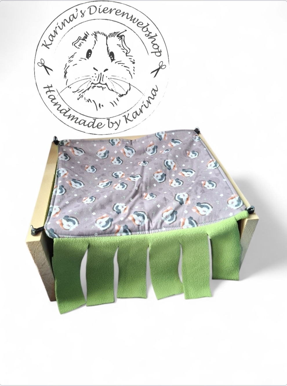 Vrijstaande Hangmat Set staander met 1 schuil hangmatje Stof Cavia Hartjes & Bloemetjes Taupe van RoosjeRosalie  ®