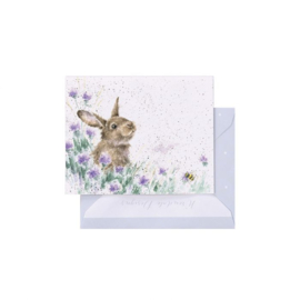 mini card konijnen  " Meadow Rabbit " - Wrendale Designs