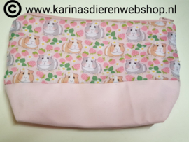 Handgemaakte etui / make up / toilet tas CAVIA " roze bloempjes "