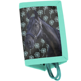 Animal Pictures portemonnee Zwart Paard - 12 x 8,5 cm - Polyester