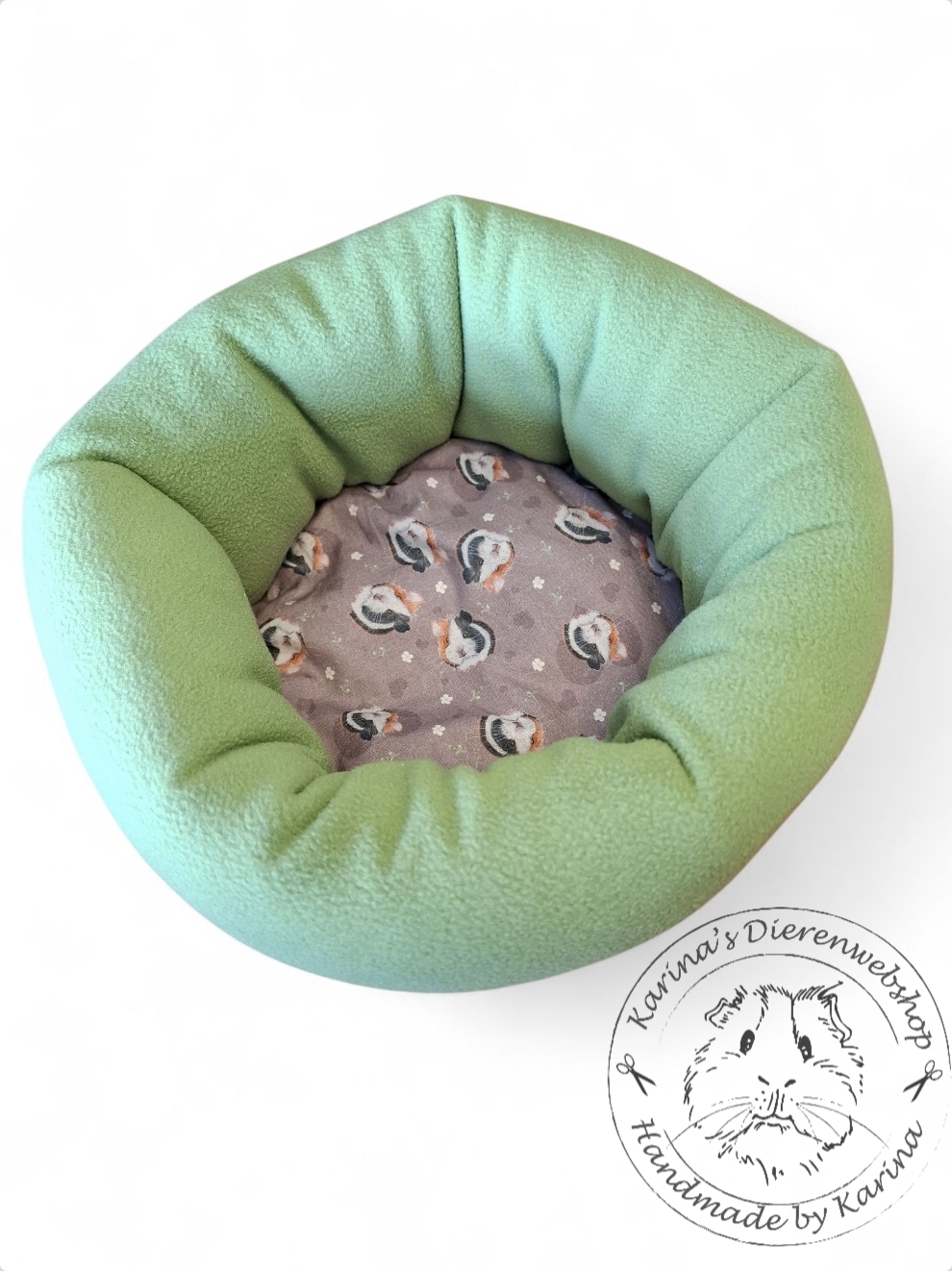 Cuddle Cup Mand  " Cavia Hartjes & Bloemetjes taupe van RoosjeRosalie ® "