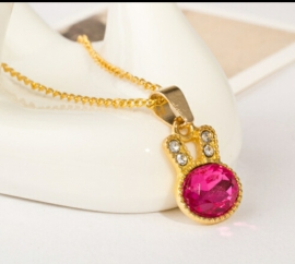 Ketting met hanger konijn roze