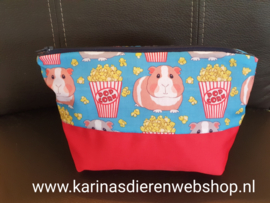 Handgemaakte etui / make up / toilet tas CAVIA " popcorn "