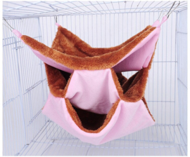 Hangmat driedubbel roze/bruin