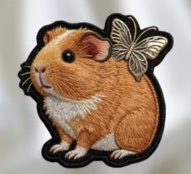Opstrijkpatroon Strijk patch cavia met vlinder