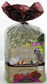 Timothy Hay Rode Biet & Rozenblaadjes 600 gram (bordeaux)