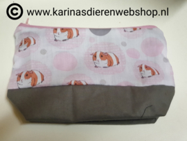 Handgemaakte etui / make up / toilet tas CAVIA " STIP "