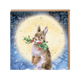 Kerstkaart Konijn " By the light of the moon " Wrendale Designs