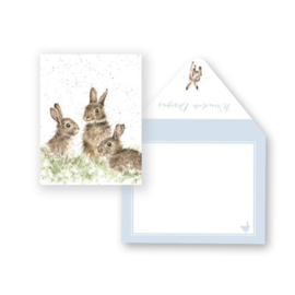 mini card konijnen  " Born Free " - Wrendale Designs