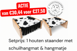Vrijstaande Hangmat Set staander met 1 matje en 1 schuil hangmatje " KOE  "