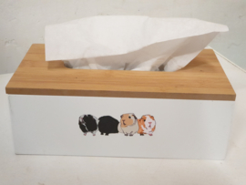 Tissue Box Hout " vier cavia's "