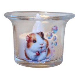 Waxinelicht houder met led verlichting Cavia bellen blazen