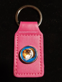 Leren Sleutelhanger Chunk Cavia roze