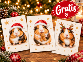 KERST Cavia Ansichtkaart ** GRATIS 1 BIJ BESTELLING VAN €15,- OF MEER