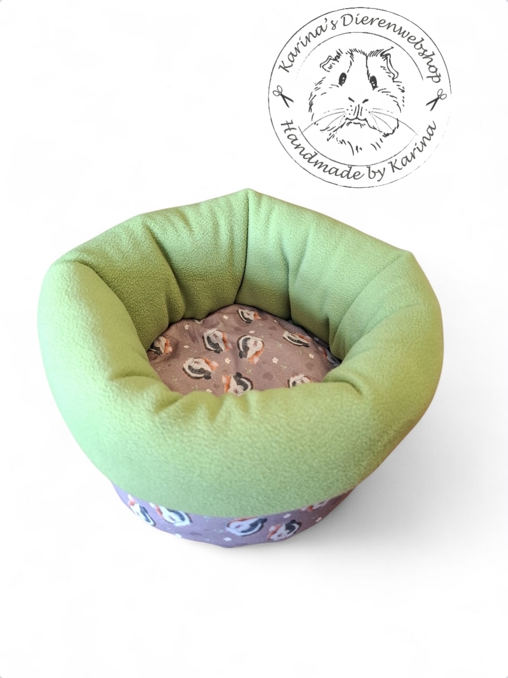 Cuddle Cup Mand  " Cavia Hartjes & Bloemetjes taupe van RoosjeRosalie ® "