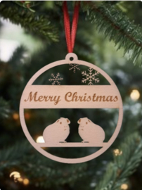 kerst bal hanger Ornament hout "Merry Christmas " cavia's