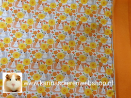 Hangmat  "knaagdier"  XL .... Cavia Print Oranje en Gele bloemen