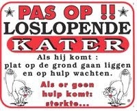 Waakbord: Pas op!! Loslopende KATER