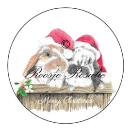 Sticker Kerst Ollie & Flapje met Merry Christmas ( 4 stuks)