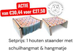 Vrijstaande Hangmat Set staander met schuilhuis & hangmat " blokjes "