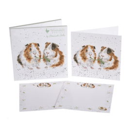 Wrendale Designs Note Card Pack " Lettuce Be Friends " - cavia kaarten box
