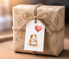 Cadeau kaartje Cavia met hart ballon