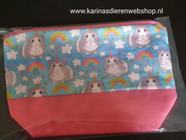 Handgemaakte etui / make up / toilet tas CAVIA " eenhoorn "