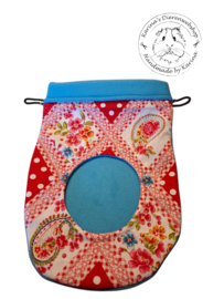 Hooizak Deluxe  " blauw met rood en bloemen "