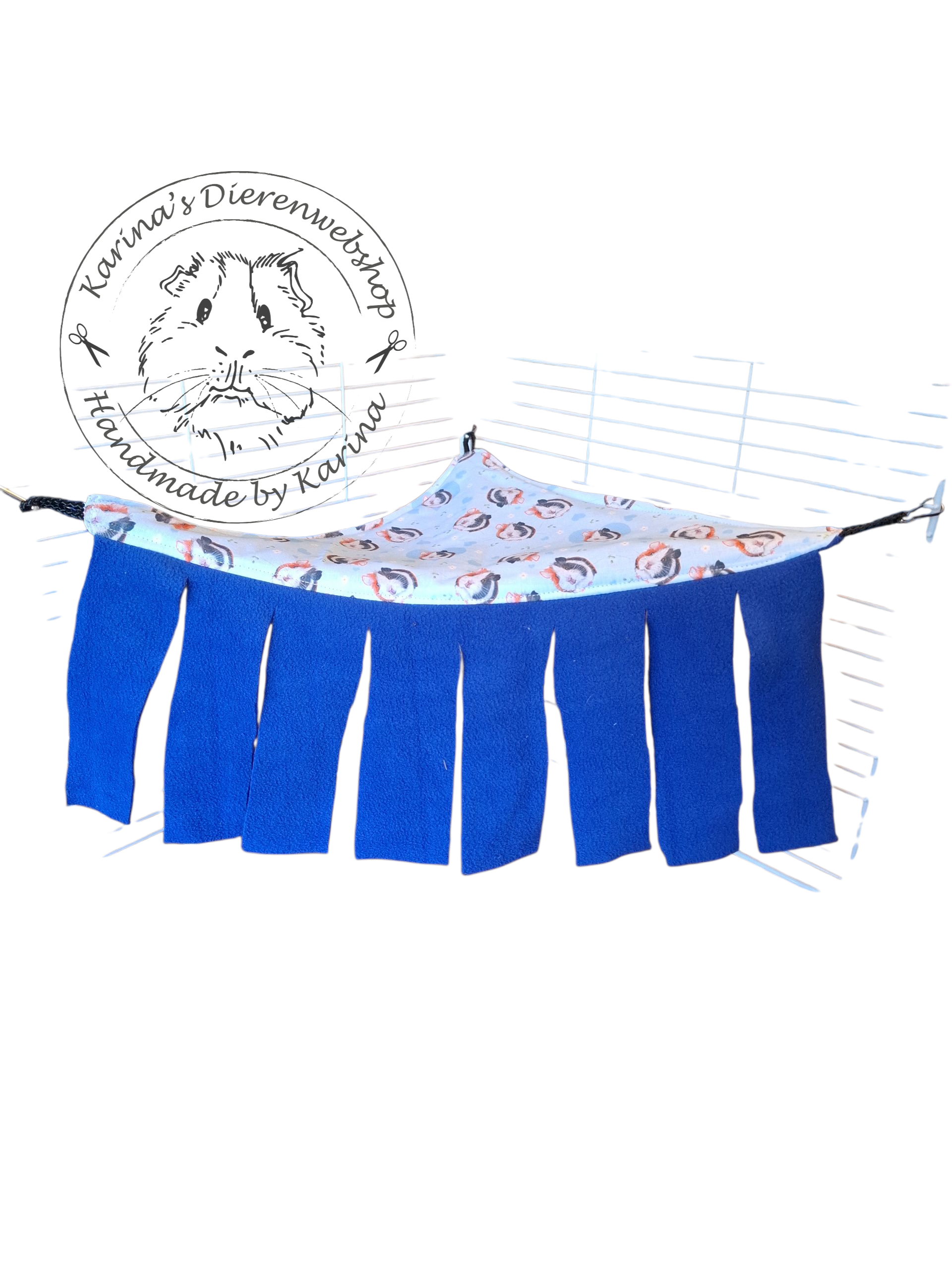 Schuil hoek hangmat  van Stof Cavia Hartjes & Bloemetjes blauw van RoosjeRosalie  ®