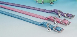 Halsband kunstleer Glitter Roze