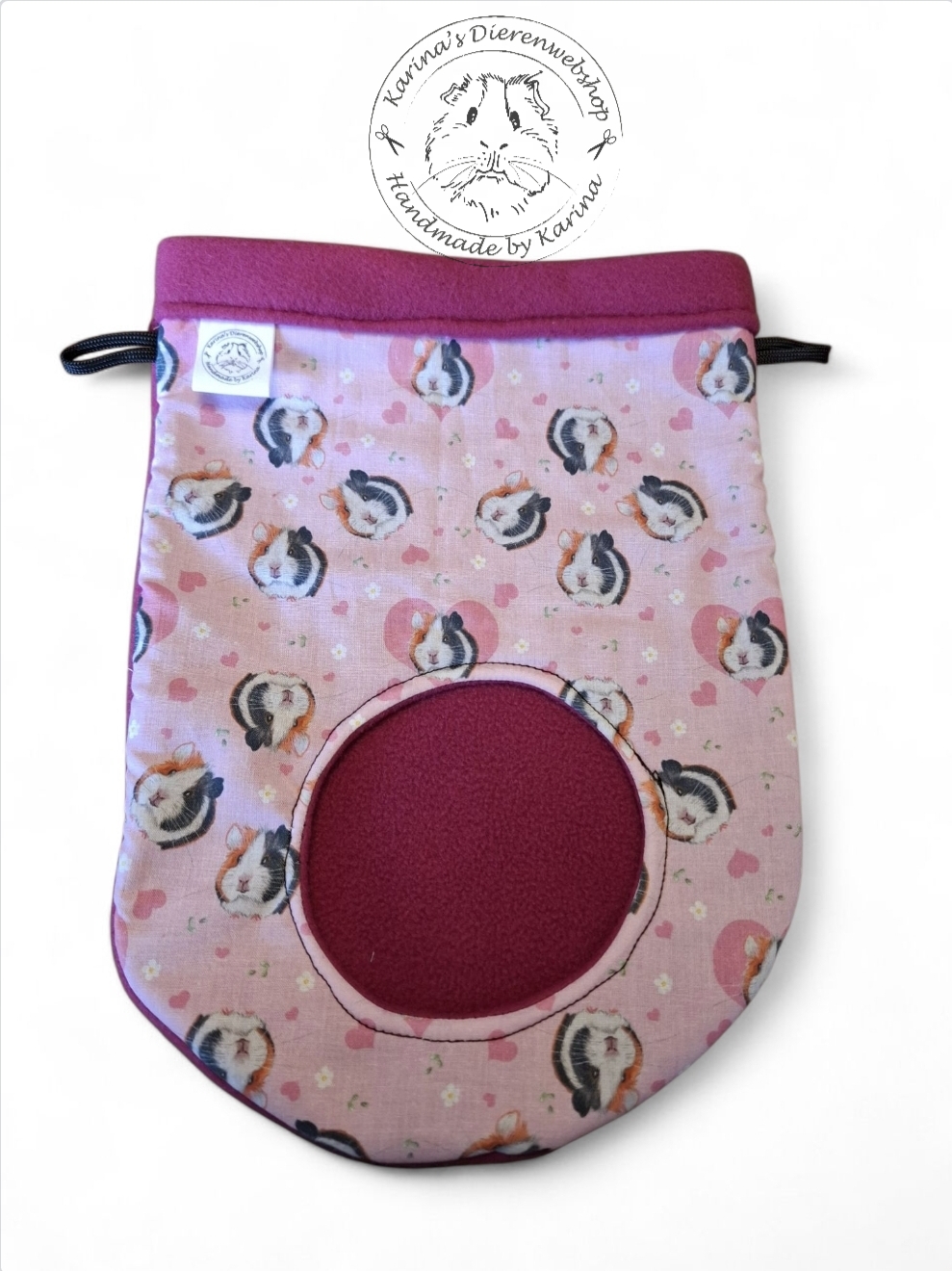 Hooizak deluxe "   Cavia Hartjes & Bloemetjes Roze van RoosjeRosalie ® "