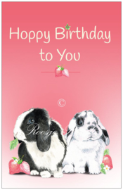 Kaart Konijn Strawberry Bunnies Verjaardag "Happy Birthday to you "