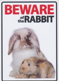 Beware of the Rabbit! Metalen Waakbord 20 x 30 cm