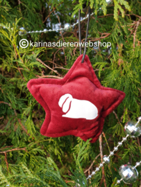 Ornament Ster Hangoor konijn rood