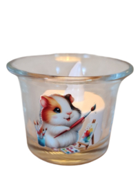Waxinelicht houder met led verlichting Cavia  schilderen
