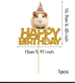 Taart Topper Cavia Happy Birthday