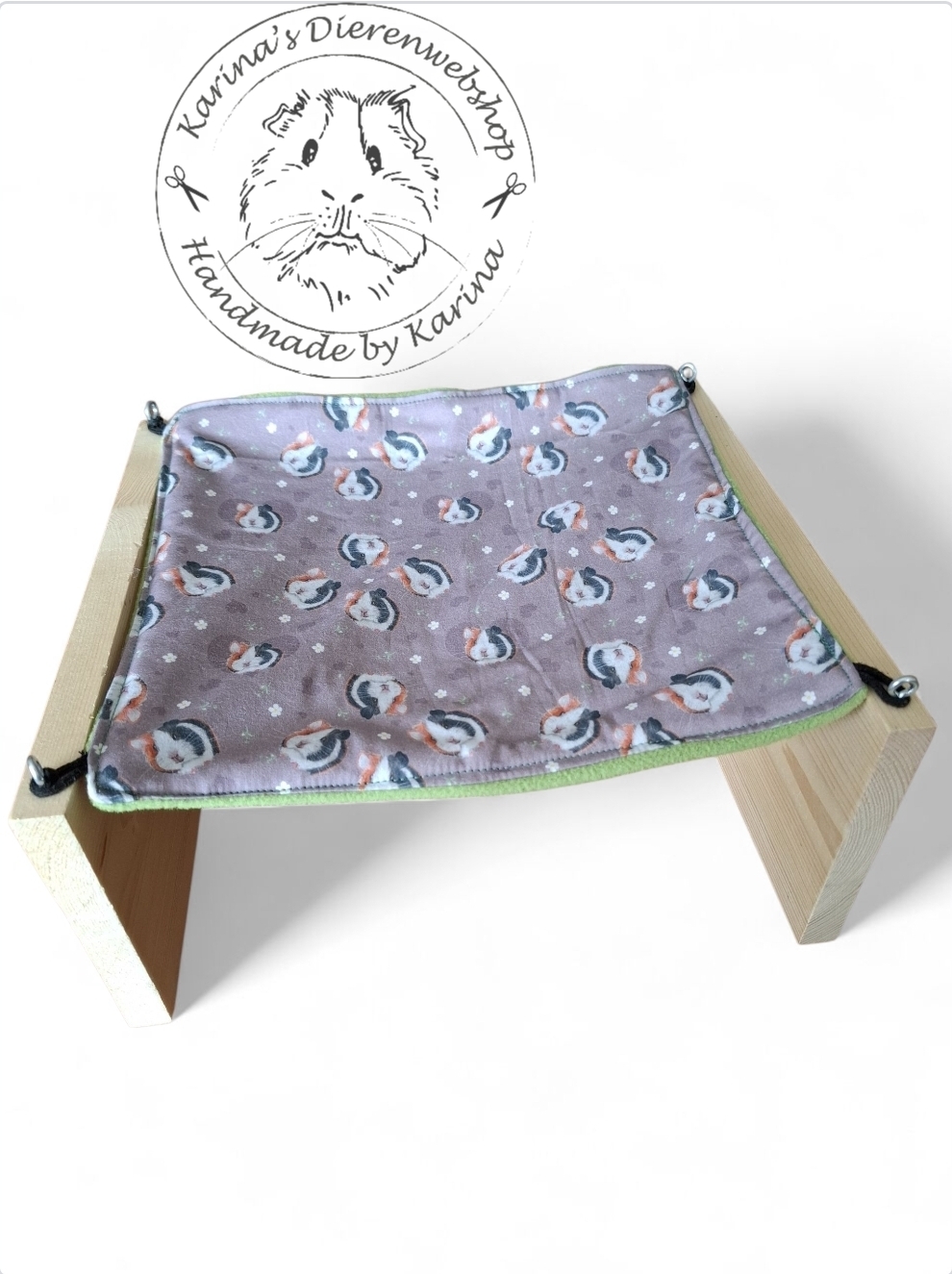 Vrijstaande Hangmat Set staander met 1 matje Stof Cavia Hartjes & Bloemetjes Taupe van RoosjeRosalie  ®