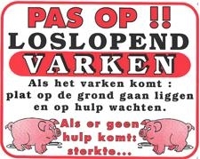 Waakbord: Pas op!! Loslopend Varken