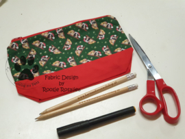 Handgemaakte etui / make up / toilet tas Stof Cavia's Kerst Charlie & Benben van RoosjeRosalie ®