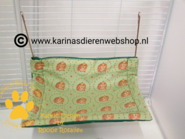Hangmat  "knaagdier"  XL  Cavia Oranje op groen van stof van Roosje Rosalie®