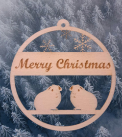 Groot Kerst hanger Ornament hout "Merry Christmas " cavia's voor raam of deur